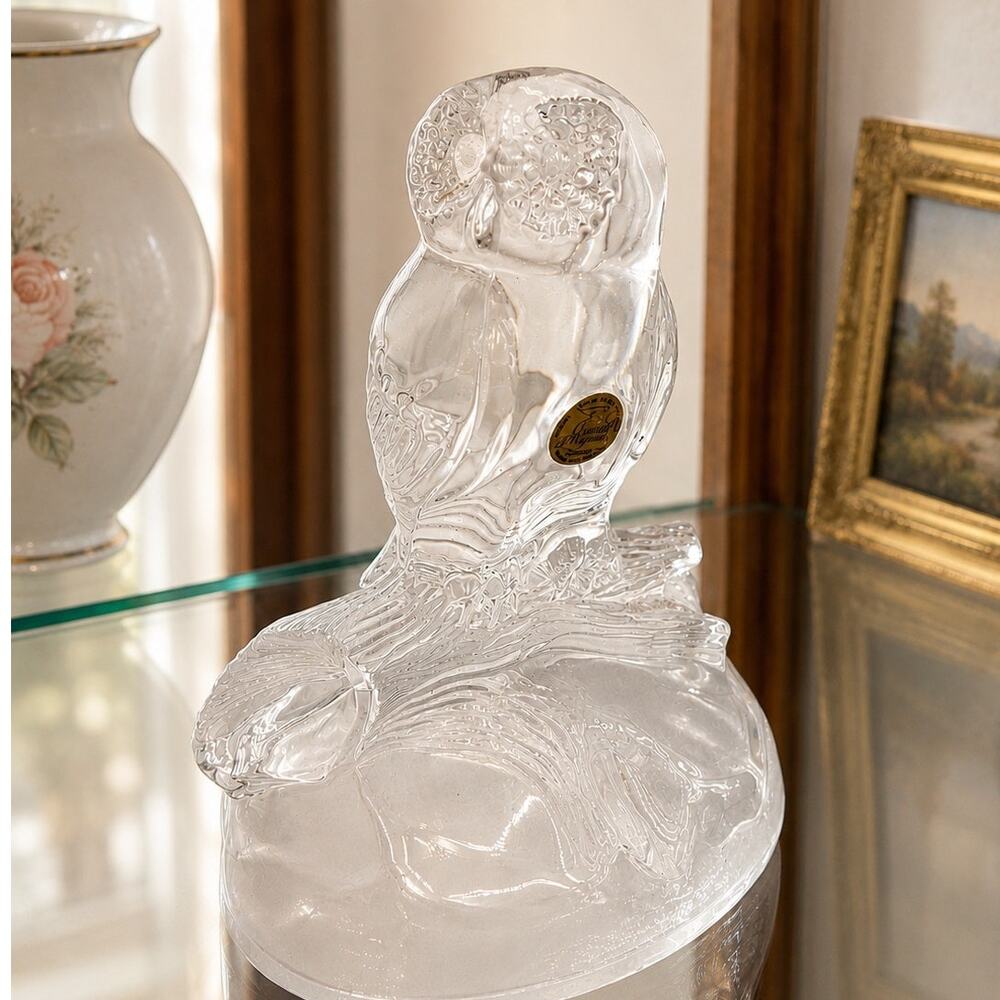 1990's Cristal d'Arques Crystal Owl Figurine